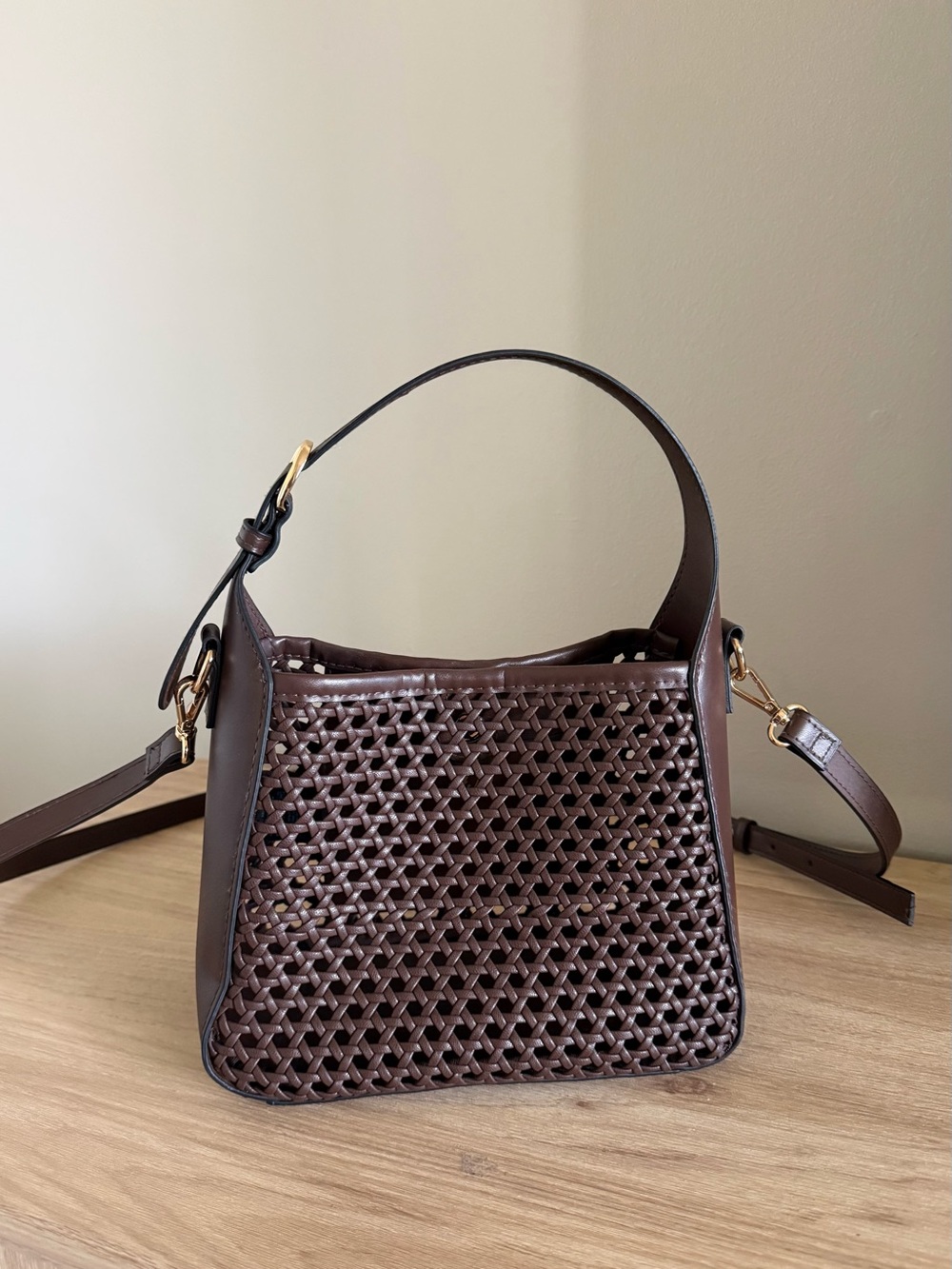 H&M Woven Crossbody/Shoulder Bag – Chocolate Brown NWOT